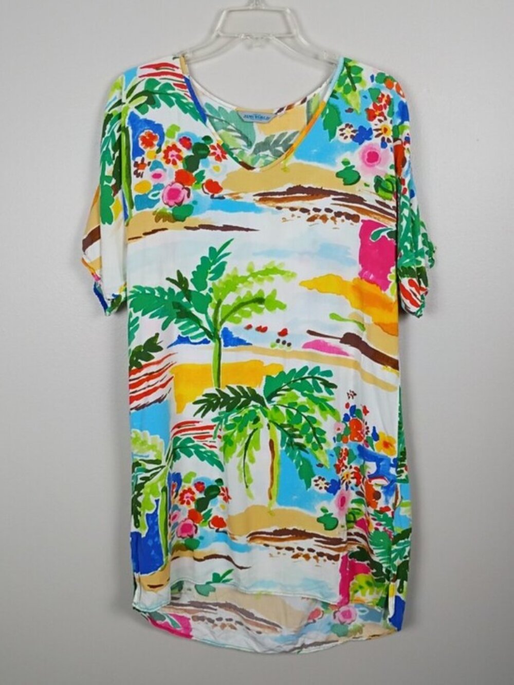 Vintage 90s Jams World La Bella Vista Tunic Shift Dress XS Hawaii Rayon